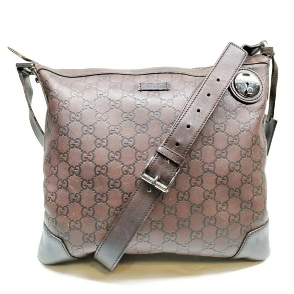 Gucci GG Brown Leather Crossbody Bag